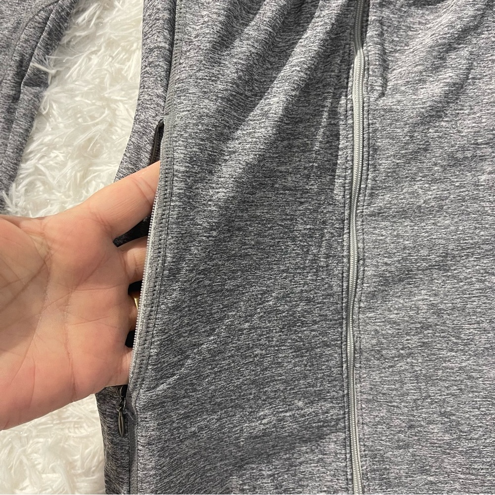 Athleta Womens Heather Gray Full Zip Jacket Size Medium Hooded Lightweight - Picture 6 of 10